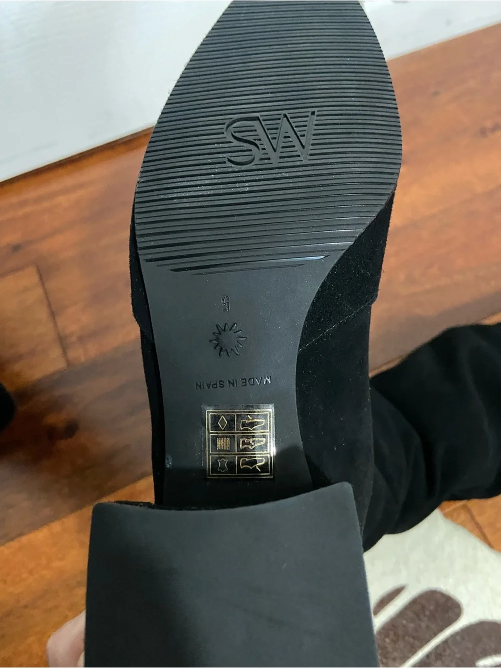 Stuart Weitzman black suede leather over the knee stretch boots 5 NWOT